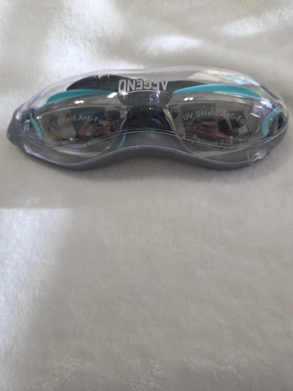 AEGEND Swim Goggles Aqua Black Anti-Fog UV Protection New w/ Hard Case